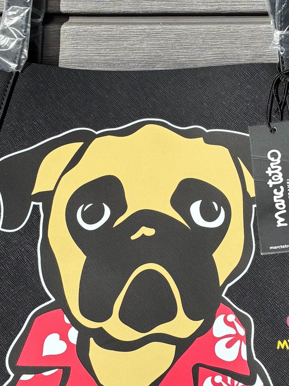 Marc Tetro Pug Tote Bag Black NWT